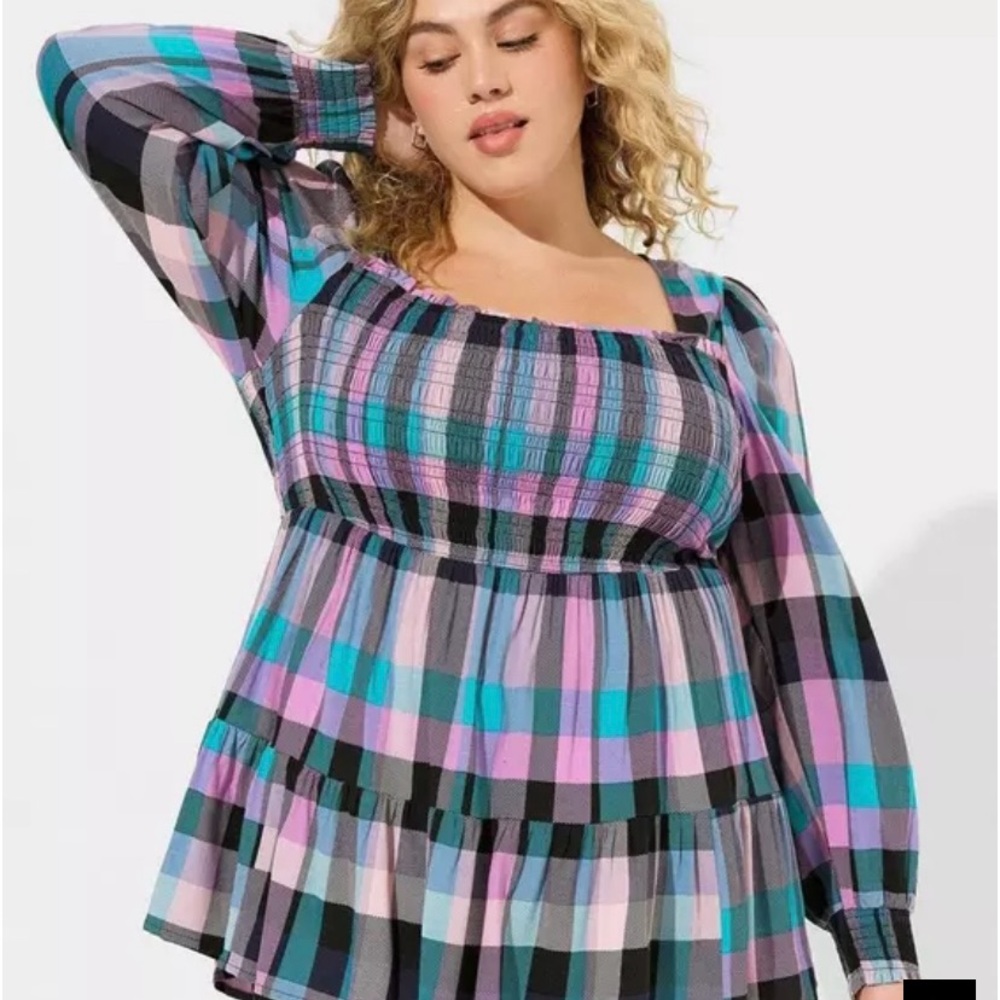 Torrid Multicolor Plaid Blouse
